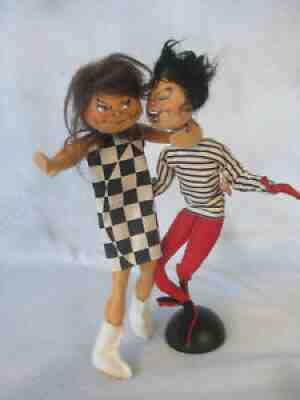 Pr Annalee 1963 Original Go Go Dancers Felt Dolls RARE NM vintage Mother's Day