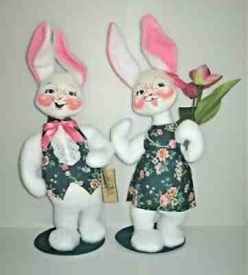 ANNALEE 18" Sunday Best Boy & Girl Bunny ~ (2) Easter Bunnies ~ NWT ~ USA '00