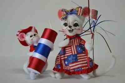 Annalee 4th of July Mice American Flag Fireworks Lot of 2 Patriotic Celebration
