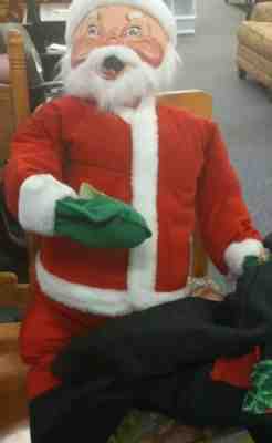 Rare VINTAGE GIANT SIZE Annalee 4 FT Velour Santa DOLL 1983 with bag HUGE