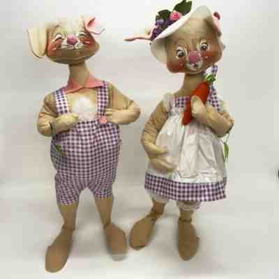 Vintage Annalee 1970 32" Store Display Size Easter Bunny Rabbit Dolls With Tags