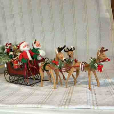 Annalee Mr & Mrs Santa Claus, 1987,Â  deer 1965 (2705)