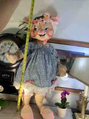 Vintage 1988 Annalee Mobilitee Easter Bunny Girl Rabbit RARE 30â? MASSIVE Doll