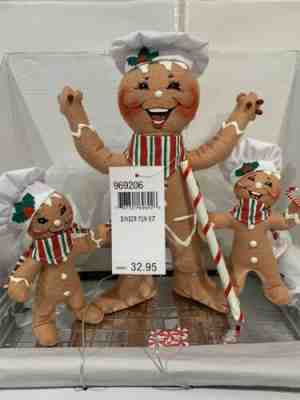 Annalee Doll 9" Ginger Fun Gingerbread Men Trio Holiday Christmas Chef Cook 2006