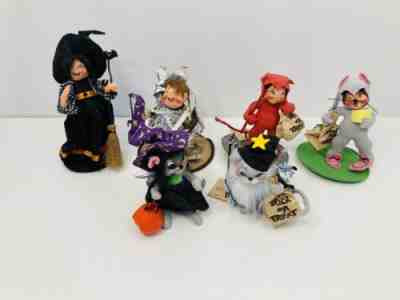 Lot 6 Annalee Dolls Witch Trick Treat Hershey's Kiss Devil Bunny Mouse Halloween
