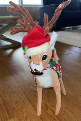 Annalee 2007 Retired 19 Inch Tall Peppermint Candycane Christmas Reindeer Doll
