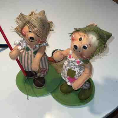 10â? Billy Bear Annalee Handcrafted Vintage Country Farmer DollÂ Lot Of 2