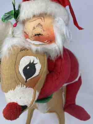 Vintage 1971 Annalee Dolls Santa Riding Reindeer Rudolph 17" Tall