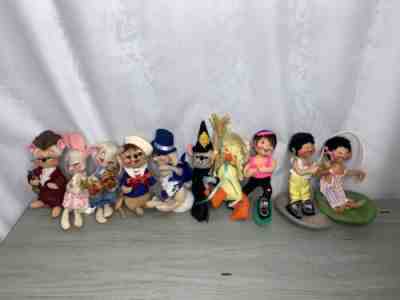 Annalee Lot Of 10 Mice Rabbits Duck Dolls 1971-1999 Ben Franklin Witch Skater