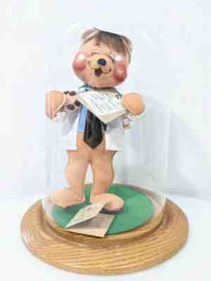 Annalee Dolls 10" "DOCTOR BEAR" W/Clipboard Glass Dome- 2829 1993 -HANG TAG