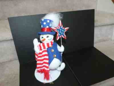 Annalee Patriotic Snowman marching top hat holding star 2003 9" NWT 749503 New