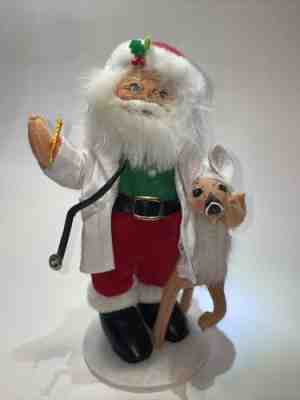 Annalee Doll Doctor Santa w Reindeer Stethoscope White Coat 9" Poseable Figure