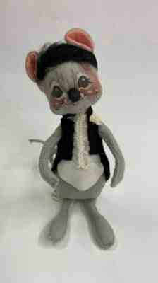Vintage 1965 Annalee 6" MOUSE GROOM IN TUXEDO Felt Poseable Mobilitee Doll Nice!