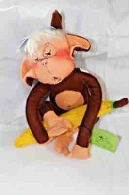 Vintage 1973 Annalee Sleeping MONKEY BANANA Felt Poseable Mobilitee Doll TAGS