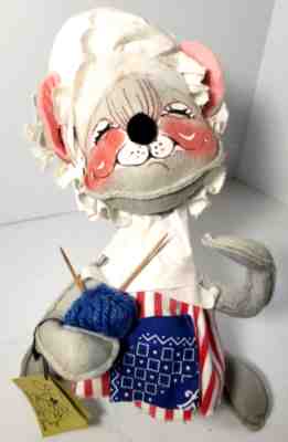 13" Vintage 1971 Annalee Betsy Ross 4th of July Doll Knitting Needles Cloth Tag