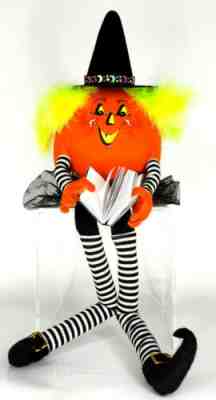Annalee 2006 Witch Pumpkin Book Of Spells Shelf Sitter 20â? Very Rare