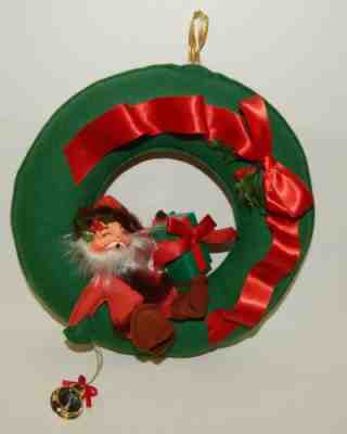 Annalee Christmas Doll Santa Claus the Sleeping Elf in Decorated Wreath