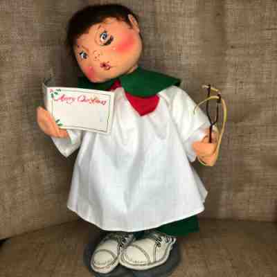 Vintage Annalee Dolls Christmas Carolling Boy 18 Inch W/ Tags With Slingshoot