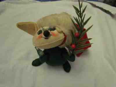 Vintage Annalee Mobilitee 1964 Christmas Rabbit (?) holding Coke bottle & greens