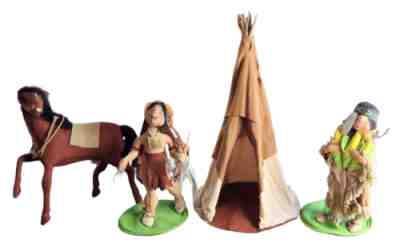 1995 & 1996 ANNALEE Kids Indians Dolls Set with Horse & Tepee Tent Lot