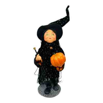 Vintage Annalee Halloween Witch With Wand Holding Pumpkin 30â? Tall RARE