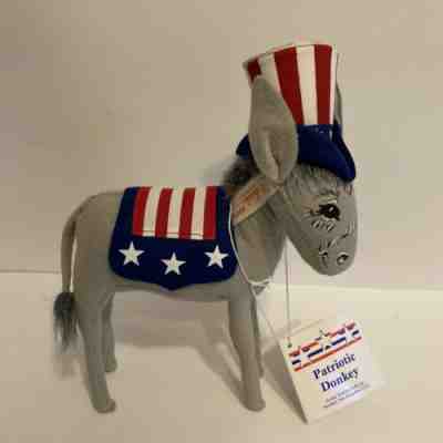 Annalee 2003 New Patriotic Donkey 9" Sue Coffee tags n bag new old stock