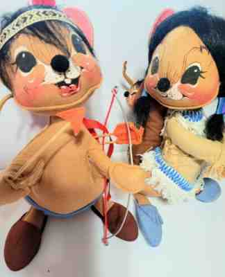 Annalee 12" Mouse Indian Male/Female Baby Papoose RARE set/2 Near Mint 1964/1984