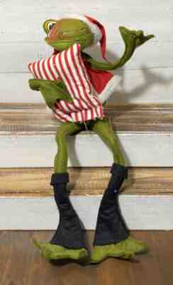 Vintage 1969 Annalee Plush Christmas Sitting Santa Frog 18" With Paper Tag