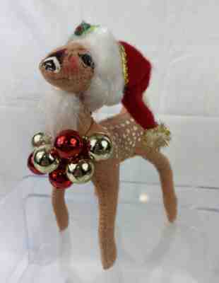 ANNALEE Reindeer Spotted Fawn Ornament Wreath & Hat 6" 2008 Deer Christmas