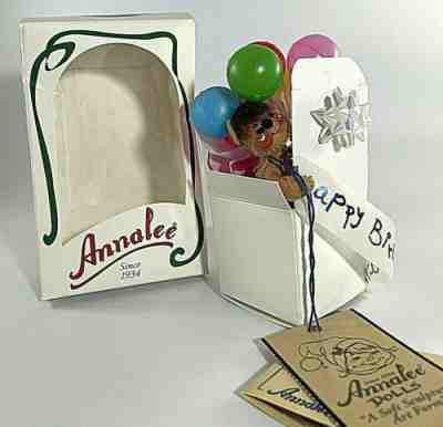 Annalee 3" Surprise Birthday Bear w/ Balloons Doll 1998 ~ #279098 (boxed, tags)
