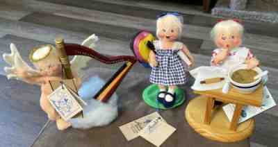 Annalee Motherâ??s Little Helper Teacherâ??s Pet Angel Playing Harp 3 Figures W/Tags