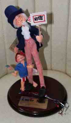 Vintage14" Annalee Doll 1992 Uncle Sam "Vote" w/Child -#776-Folk Hero Series
