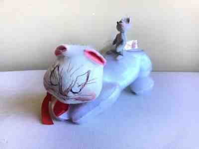 Vintage Collectible Annalee Dolls Sleeping White Cat Mouse Soft Sculpture Form