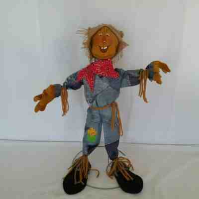 Vintage Annalee 1971 Large Patchwork Scarecrow with Stand, 19"Â  EUC