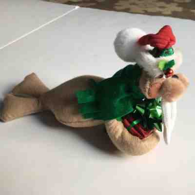 Annalee Walrus NWT New HOLIDAY Gift Doll 9" Present Ocean Santa Hat Brown
