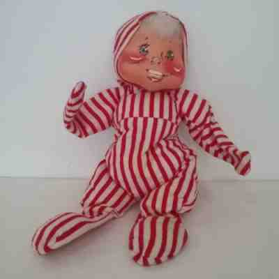 Vintage 1971 (tag) Annalee Christmas, "PJ Kid" Boy in Red Striped Pajamas, 18"