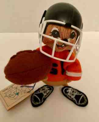 Annalee Mouse Doll Football Sports 1994 Orange Jersey Helmet 7" Made in USA