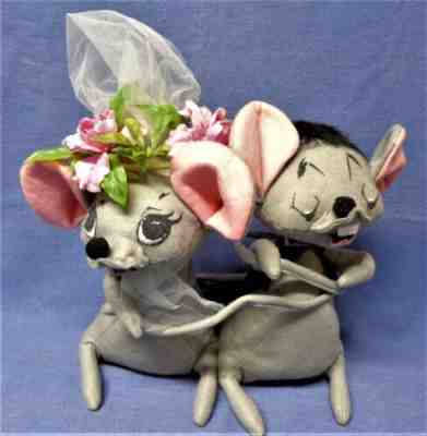2 Vintage 1964 Annalee Mobilitee Large Mice Dolls