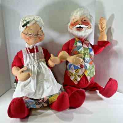 VTG RARE 1971 Annalee Santa & Mrs Claus 30" Tall Mobilitee Doll Christmas READ