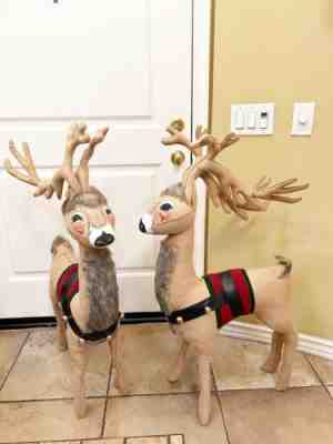 Vintage Extra Large Annalee Christmas Reindeer Pair Bells Approx 42â? Poseable