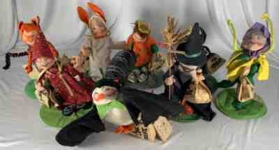 Annalee Dolls Halloween lot of 8 Witch, Bat, JOL, Tiger, Ghost, Costume 4/tags