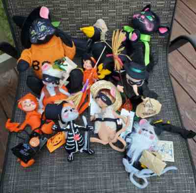 Annalee Halloween Doll Lot of 11 Scaredy Cat Country Crow Witch Mouse Costume