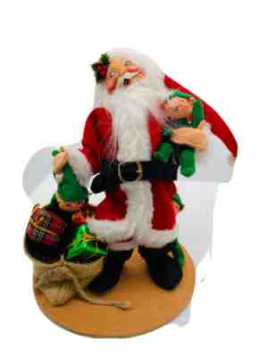 Annalee vintage Christmas doll Santa with three wee elves