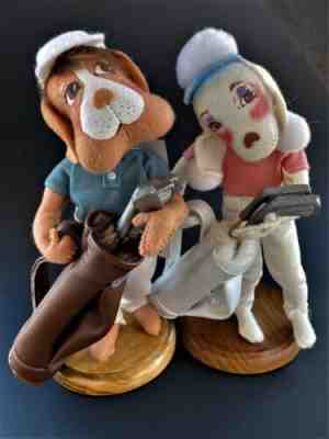 Annalee 9" Golfer Boy & Girl Hound Dogs - Excellent Condition - Rare - 242402