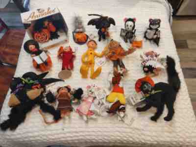 15 Annalee Doll Halloween Black Cat Mask Scarecrow witch candy corn bat Lot