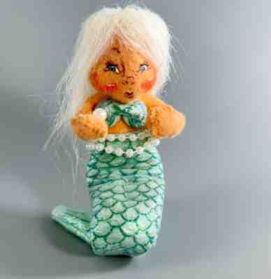 VERY RARE Annalee Doll 2005 Mermaid 8" White Hair, Sparkle Seafoam Green Tail