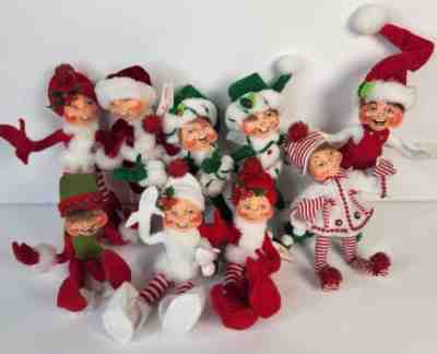 Annalee Elf Lot Handmade 6â? Christmas 2004-2012 Big Lot of 9 Elves Red Green