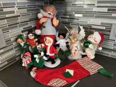 Lot of 11 Annalee Mobilitee Holiday Christmas Dolls 80 ??s 90 ??s See Desc