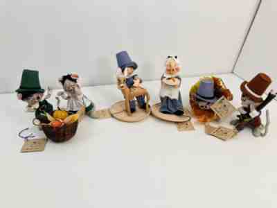 Lot Vintage Annalee Mobilitee Dolls Thanksgiving Pilgrim Cornucopia Pie