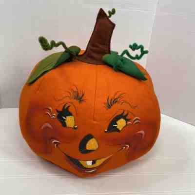 Â Vintage 1983 Annalee Large Felt Halloween Pumpkin Jack O Lantern
